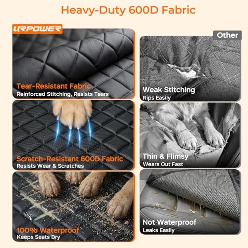 Dog Car Seat Cover for Back Seat, 100% Waterproof Hammock for Car