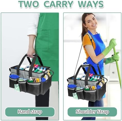 Cleaning Caddy Bag Wearable,Cleaning Caddy Supplies Organizer (Grey)