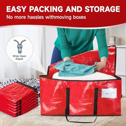 Red Moving Bags Heavy Duty Extra Large 8 Pack 97L Storage Totes with Zippers Reinforced Handles Water Resistant for College Dorm Household Home Moving Supplies