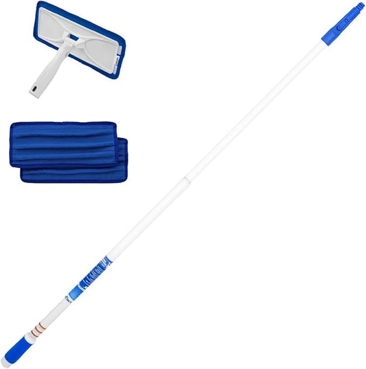 Unger Speed Clean with 4ft Pole and Extra Reusable Pads, Indoor Window Cleaner, Household Cleaning Supplies, Works with Glass and Natural Cleaners and Solutions, Attracts Dust and Dirt