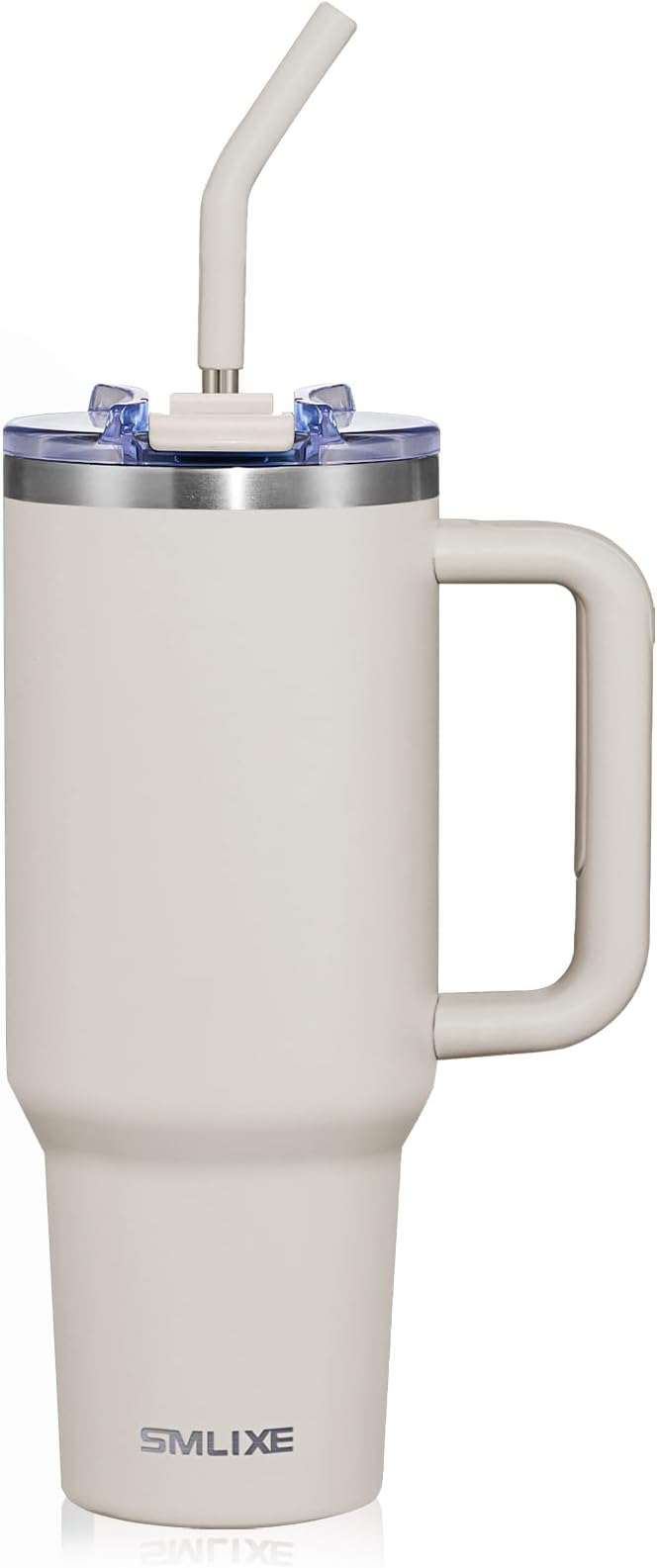 40 oz Tumbler with Handle and Straw Lid,Insulated Reusable Stainless Steel Water Bottle Travel Mug，Cupholder Friendly Double Wall Vacuum Sealed Cup (Almond Birch)