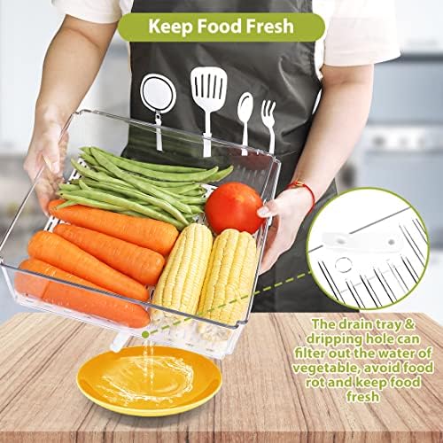 10 Pack Stackable Fridge Organizers and Storage Bins with Lids for Kitchen