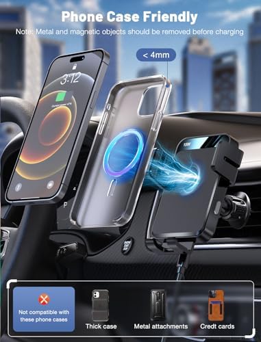 Wireless Car Charger Auto-Clamping Air Vent Car Mount 15W Fast Charging