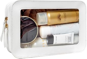 Clear Makeup Bag Small, TSA Approved Portable Toiletry Bag with Zipper Cosmetic Travel Bag Makeup Organizer Case Mini Ma