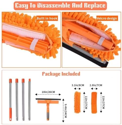 2-in-1 Window Cleaner Tool, 68'' Squeegee for Window Cleaning