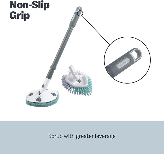 Casabella Tub and Tile Brush with 28 Inch Extendable Handle and Scrubber Pad