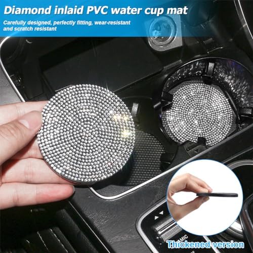 27-Piece 15 Inch Rhinestone Car Interior Accessory Set, Pink