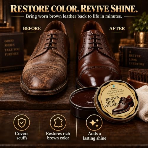 Shoe Care Kit – 16-in-1 Leather Shoe Polish, Cleaning & Conditioning Kit with Saddle Soap & Mink Oil – Black/Brown/Neutral Shoe Polish, 3 Horsehair Brushes – Premium Storage Bag – Gift for Men & Women