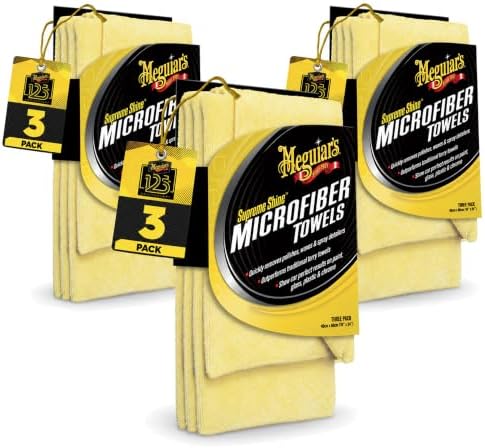 Supreme Shine Microfiber Towels, 16x24 in, 3 Packs of 3, 9 Total