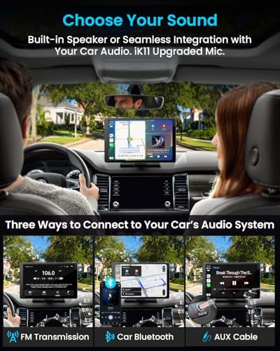 IK11 11-Inch Wireless Apple CarPlay Screen, Android Auto, 4K Dash Cam