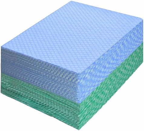 Reusable J Cloths, Disposable Kitchen Cleaning Cloths Dish Towels Dish Cloth Reusable Cloths for Kitchen, Bathroom, Household Cleaning (Blue & Green 100 Pack)