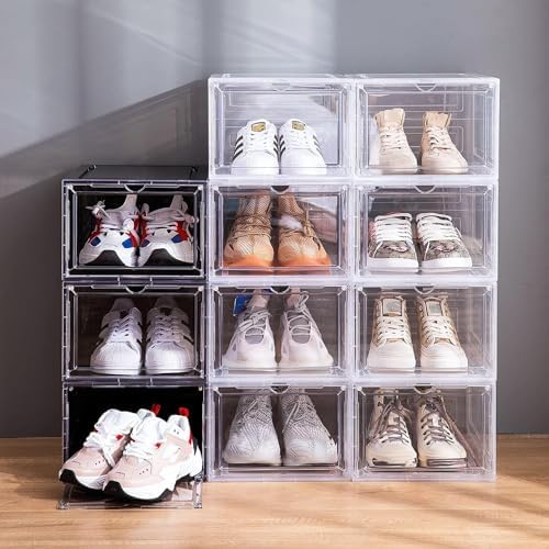 Shoe Storage Boxes Stackable Clear Shoe Organizer Cabinet,6 Pack