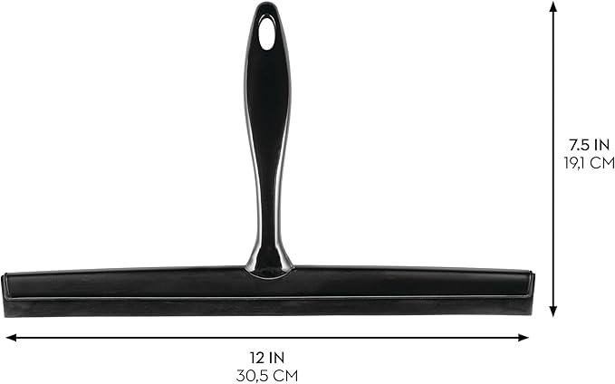 iDesign Bathroom Shower Squeegee with Wall Hook - Black/Clear