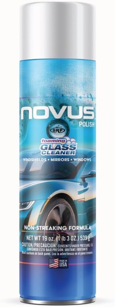 NOVUS 1802 | Glass Cleaner Spray | Powerful Foaming Glass Cleaner, Streak-Free Shine for Home and Auto | Safe for All Glass Surfaces - 19 Ounces (1 Pack)