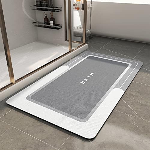 Bath Mat-Bath Mat Rug Non Slip Super Absorbent Stain Resistant Quick Dry Thin Bathroom Rug-Bath Mats for Bathroom Floor Bathtub Vanity-Bathmat Bath Rug Easy Care 17"x35" Grey