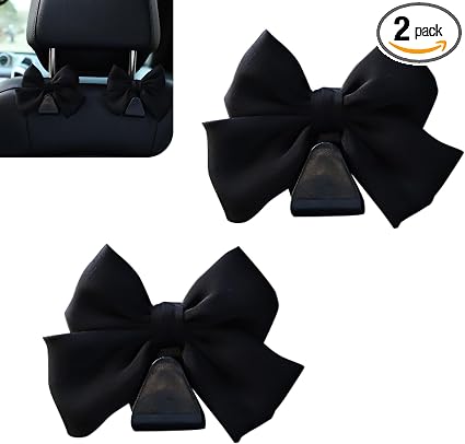 2 PCS Car Bag Hooks, Cute Bow Car Purse Hook, Car Seat Headrest Hooks, Auto Purse Hook Hanger Interior Decoration Access