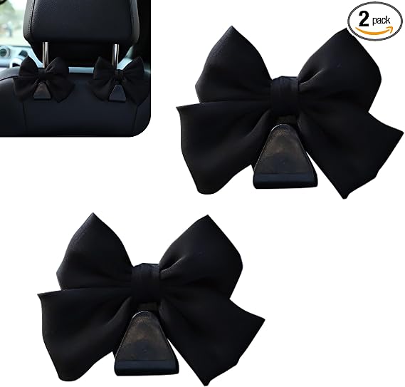 2 PCS Car Bag Hooks, Cute Bow Car Purse Hook, Car Seat Headrest Hooks, Auto Purse Hook Hanger Interior Decoration Access