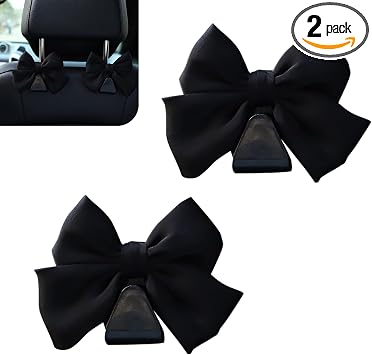 2 PCS Car Bag Hooks, Cute Bow Car Purse Hook, Car Seat Headrest Hooks, Auto Purse Hook Hanger Interior Decoration Access