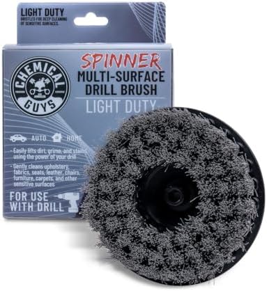 ACC506 Light Duty Spinner Multi-Surface Drill Brush Attachment (Fits Any Standard Drill - Power Scrubber Removes Stains & Gently Cleans Upholstery, Fabric and Carpet), Gray
