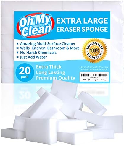 Extra Large Magic Sponge Eraser (20 Pack) - Long Lasting Cleaning Pads