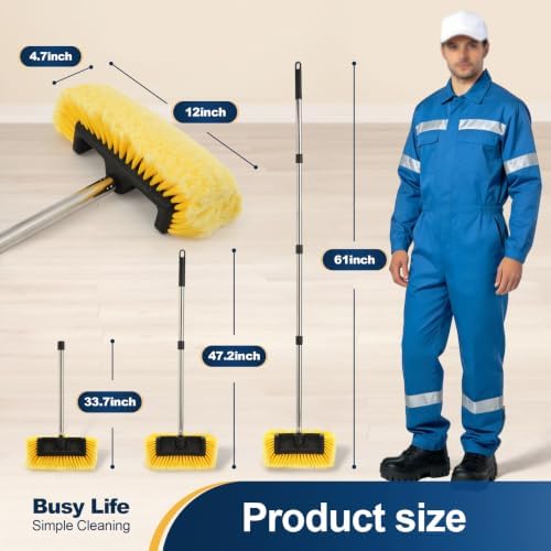 Five-Sided Car Wash Brush with 61" Long Handle No Scratch