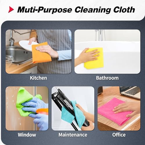 Microfiber Cleaning Cloth, 100 Pack Shop Towels, Micro Fiber Cloth for Cleaning Car, All-Purpose Absorbent Cleaning Rags for Housekeeping, Dust Cloth for Office, Car Wash Towels, 12inx12in