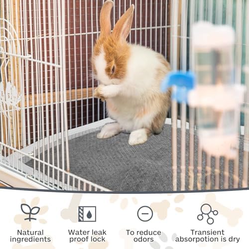 100PCS Rabbit Pee Pads 18×13in Disposable Guinea Pig Cage Liners Super Absorbent Black Carbon Odor-Control Bunny Training Pad with Quick-Dry Surface for Bunny Kitten Hedgehog Small Animals
