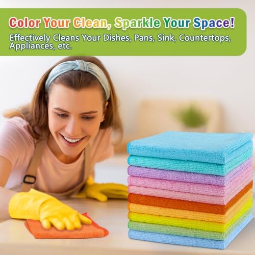 Microfiber Cleaning Cloth, 100PK, Cleaning Rags, 11.5"×11.5"