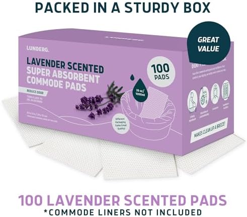 Lavender Scented Super Absorbent Commode Pads - Value Pack 100 Pads