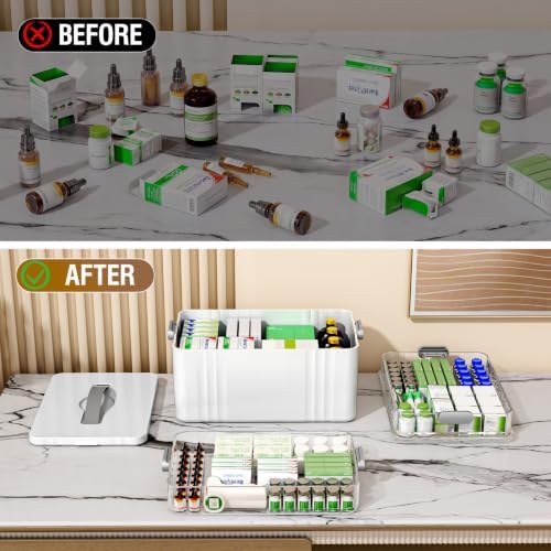3-Tier Medicine Organizer - Portable Medicine Cabinet with Handle