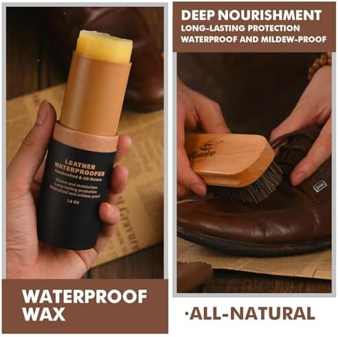 Leather Boot Care Kit – Mink Oil, Saddle Soap for Leather, Shoe Brush, Waterproof Wax, Leather Cleaner and Conditioner