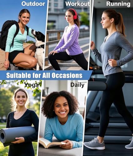 7 Pack Womens Long Sleeve Athletic Shirts Quick Dry Workout Tops V Neck