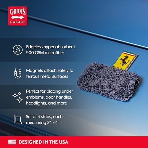 PFM Trickle Trap, Hyper-Absorbent Car Drying Pads, Prevents Water Spots and Etching, Machine Washable, 2’ x 4”, Set of 4