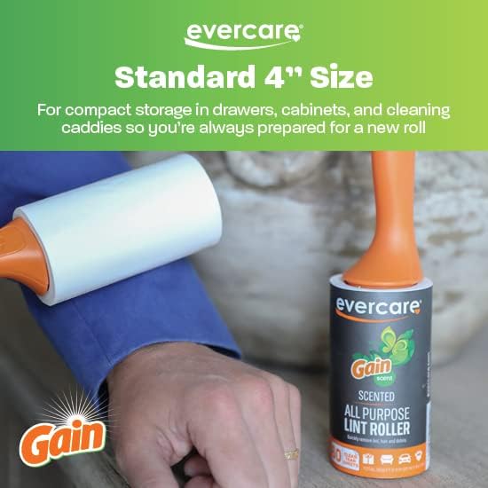 Evercare Pack of 6 Gain Scented All-Purpose Lint Roller Refill Rolls, 60 Sheets Each