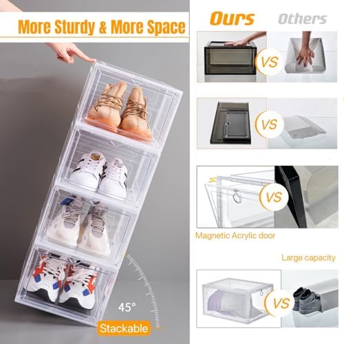 Shoe Storage Boxes Stackable Clear Shoe Organizer Cabinet,6 Pack