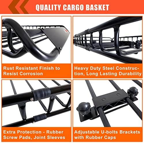 Roof Rack Rooftop Cargo Carrier Basket 51"*36"*5"+Waterproof Bag 15 Cu.Ft.
