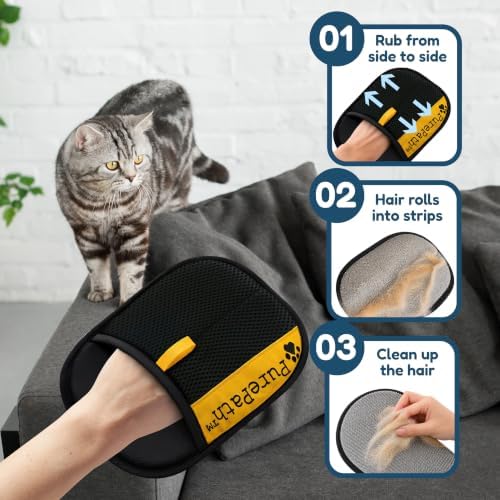 Pet Hair Remover Gloves 2 Pack - Reusable Dog & Cat Hair Remover