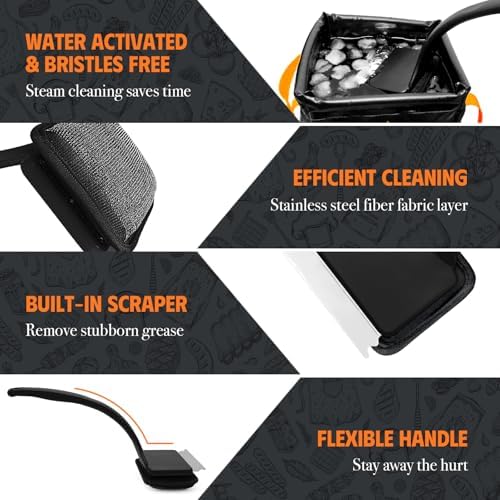 7Pcs Grill Brush Bristle Free with Collapsible Bucket for Grill Cleaning