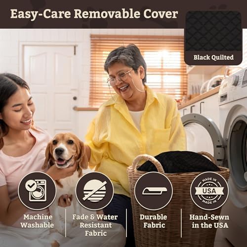 Lookout I Car Seat - Dog Car Seats for Small Dogs, Puppy Booster Bed for Small & Medium Sized Pets Up to 25 Lbs, Elevated, Washable - Medium, Black Quilted