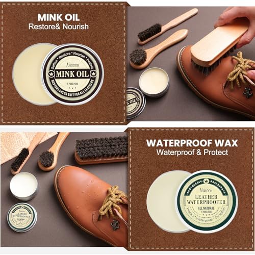 Leather Boots Care Kit- Leather Cleaner Boots Shoes Cleaning Kit, Saddle Soap,Mink Oil and Wax Waterproofer