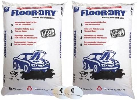 2 Pack All Purpose Loose Absorbent, 9 qt Volume Absorbed Per Pkg, 25 lb Weight, Universal, Unscented, Off White with Stickers