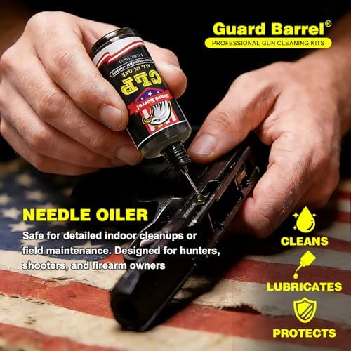9mm Gun Cleaning Kit with 30ml Oil, Snake & Bronze Brush with Portable Case