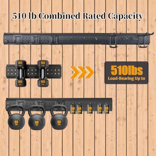 Garage Wall Organizer, 49.5-Inch Tool Rack, 510 lb Capacity