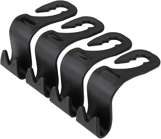 Car Seat Headrest Hook 4 Pack Hanger Storage Organizer Auto Seat Hook for Handbag Purse Coat Grocery Bags Umbrellas fit 