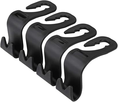 Car Seat Headrest Hook 4 Pack Hanger Storage Organizer Auto Seat Hook for Handbag Purse Coat Grocery Bags Umbrellas fit 
