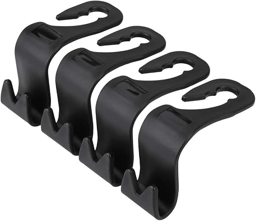 Car Seat Headrest Hook 4 Pack Hanger Storage Organizer Auto Seat Hook for Handbag Purse Coat Grocery Bags Umbrellas fit 