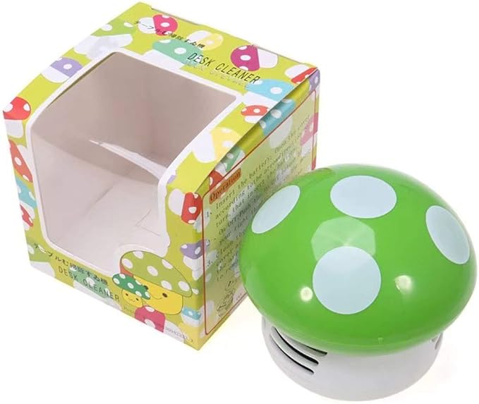 Aliotech Mini Cute Table Dust Vacuum Cleaner Mushroom Shaped Portable Corner Desk Vacuum Cleaner Mini Cute Vacuum Cleaner Dust Sweeper(Green)