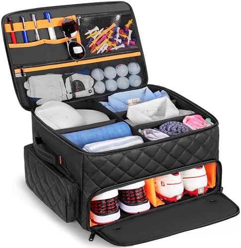 2 Layer Golf Trunk Organizer, Golf Car Storage Organizer,Black