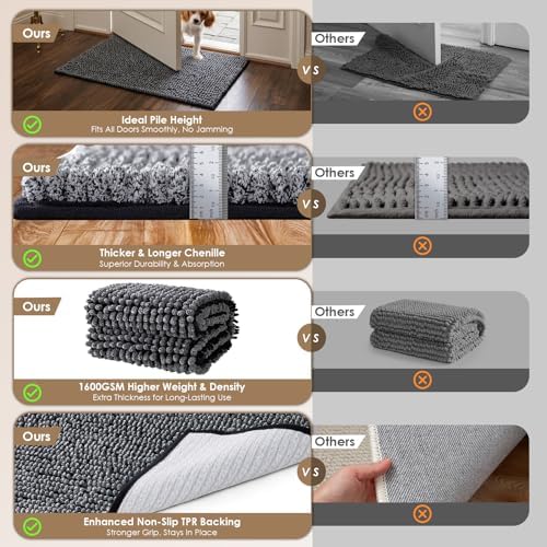 36x24 Super Absorbent Dog Door Mat for Muddy Paws Entryway Rug