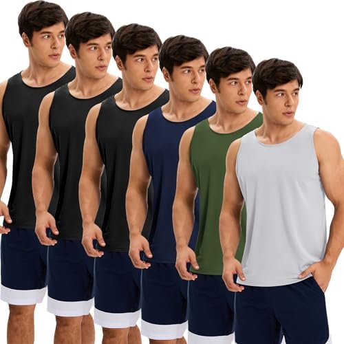 6 Pack Men's Workout Tank Tops Athletic Muscle Gym Shirts